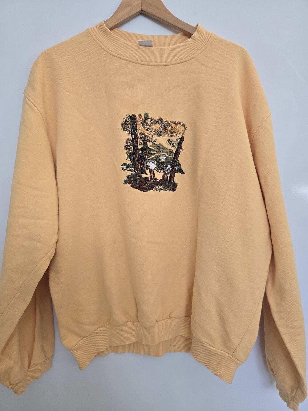 Bogner Yellow Embroidered Golf 100% Cotton Long Sleeve Pullover Sweatshirt Sz L